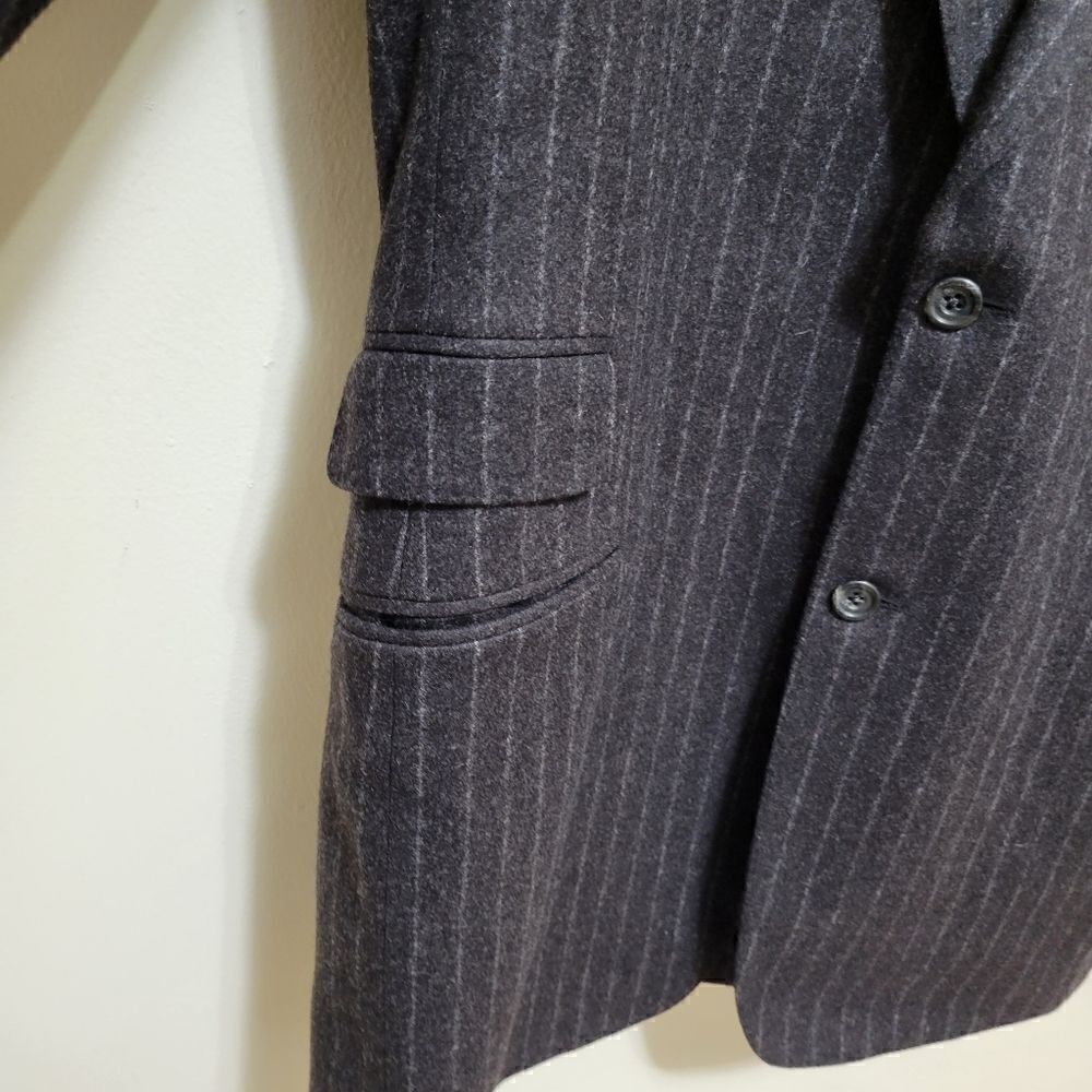 Paul Stuart Wool Blazer Dark Gray Striped Size 41 XL - Picture 3 of 13